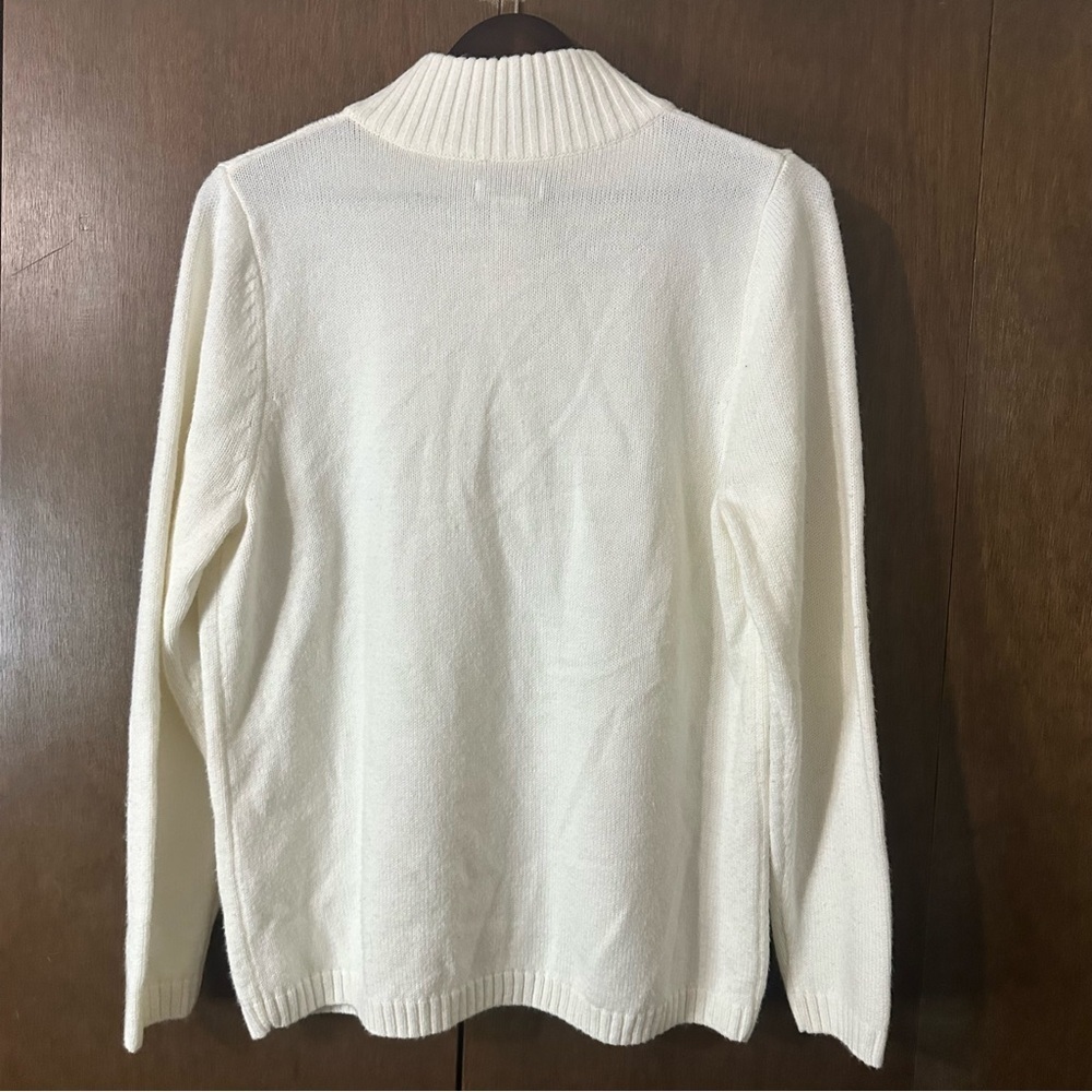 Carroll Reed Women's White Acrylic Tree Snowflakes Embroidered Sweater Sz XL - Picture 8 of 11